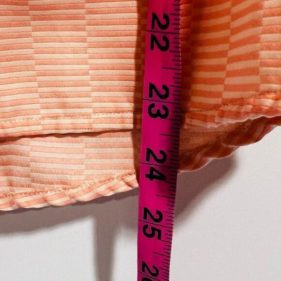 J. McLaughlin Orange White 3/4 length Button Collared Shirt - Picture 9 of 10